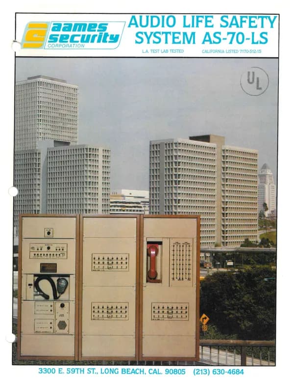 Aames Security AS-70-LS Audio Life Safety System brochure cover