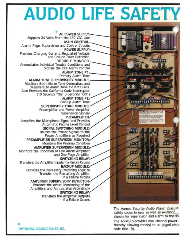 AS-70-LS brochure interior showing control panel modules