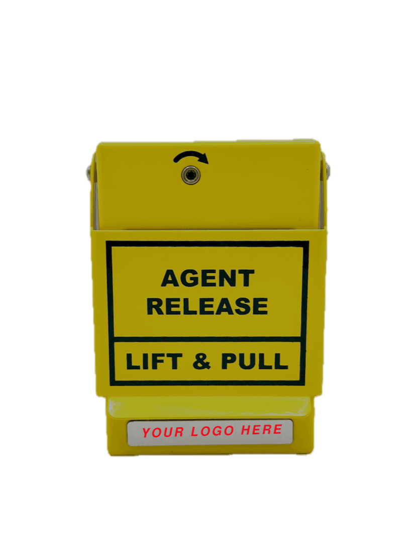 Yellow RSG pull station with AGENT RELEASE wording